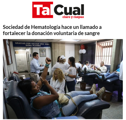 Sociedad de Hematología hace un llamado a fortalecer la donación voluntaria de sangre