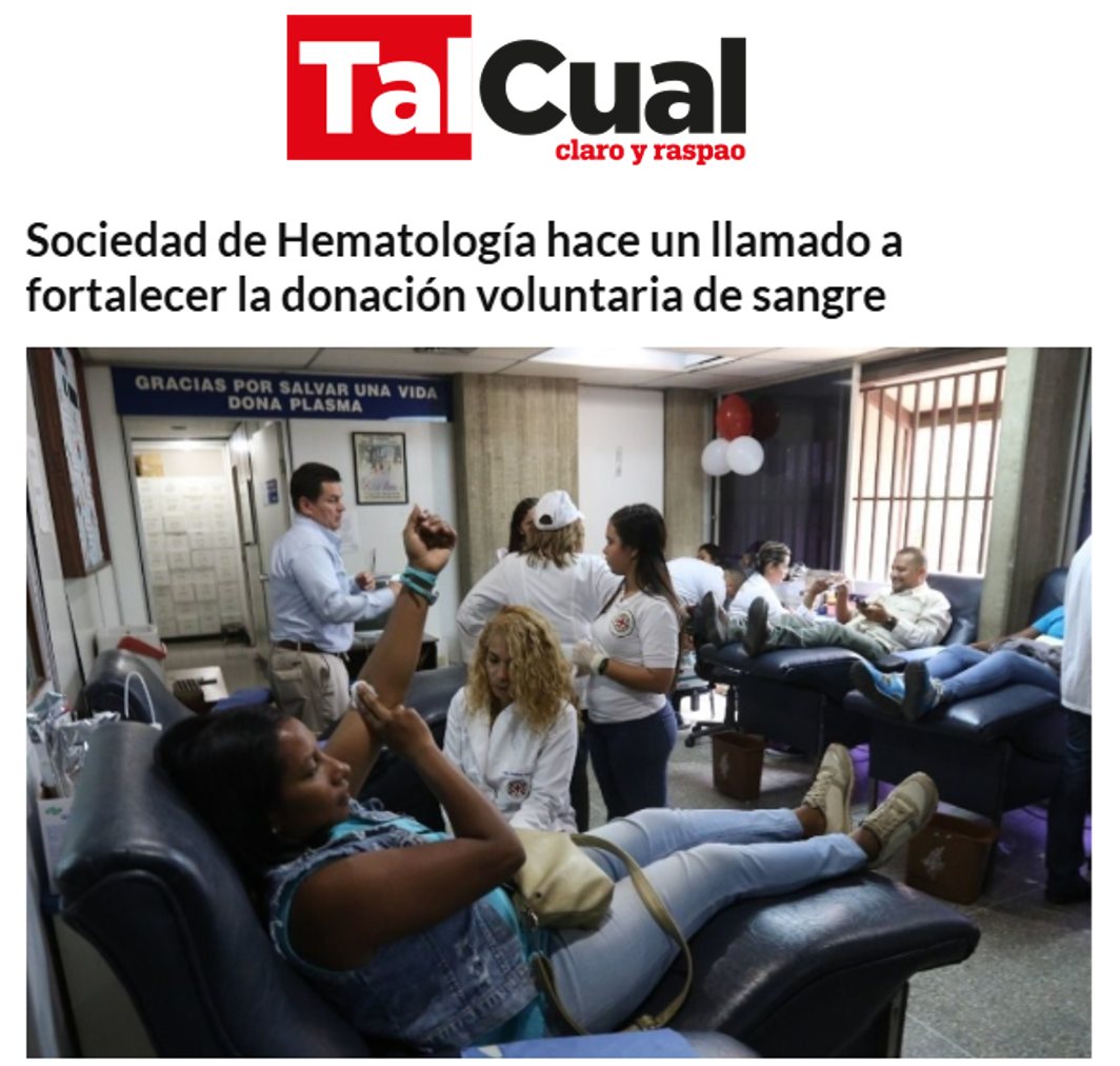 Sociedad de Hematología hace un llamado a fortalecer la donación voluntaria de sangre